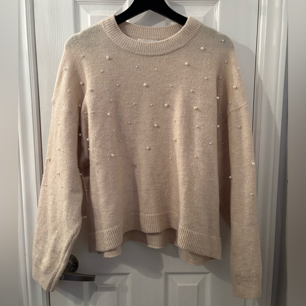 H&M Cream Sweater with Pearl Details